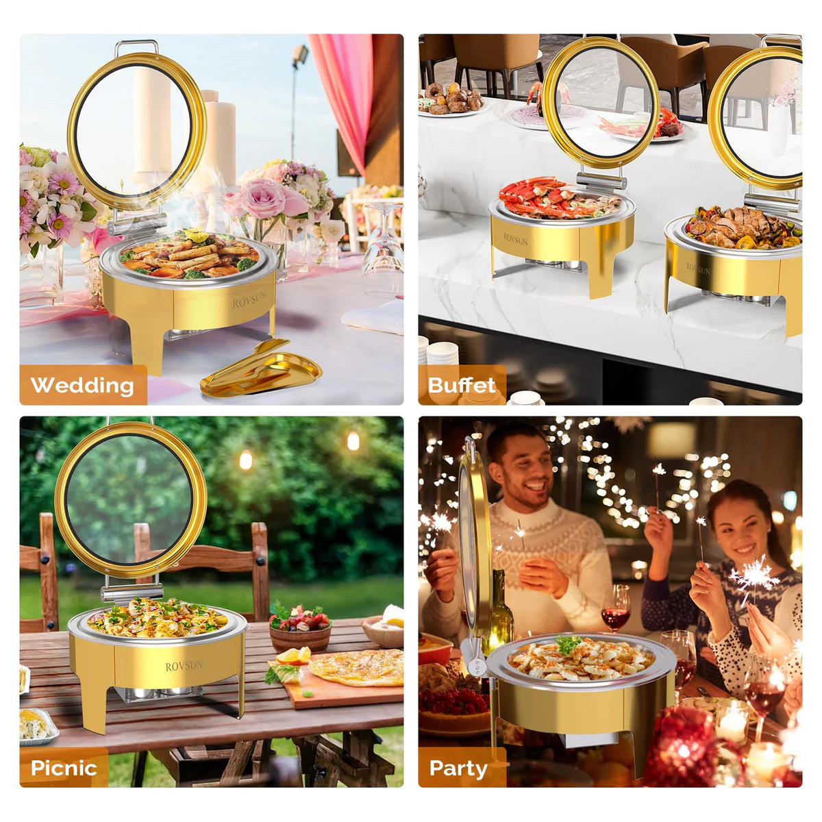 طبق تسخين ذهبي من روفسون سعة 6 كوارت 