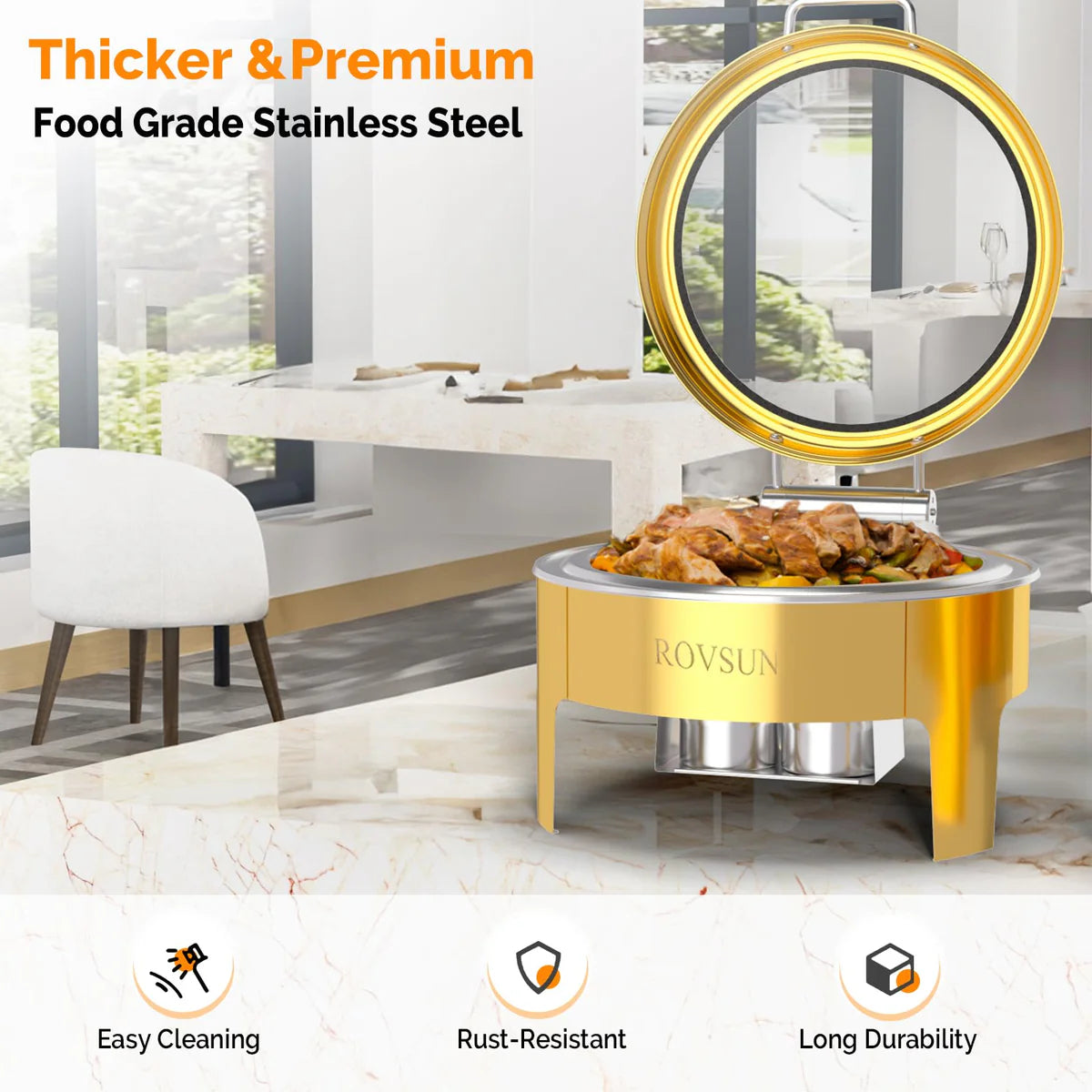 طبق تسخين ذهبي من روفسون سعة 6 كوارت 