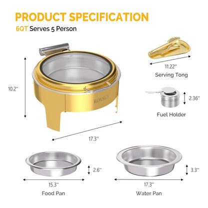 طبق تسخين ذهبي من روفسون سعة 6 كوارت 